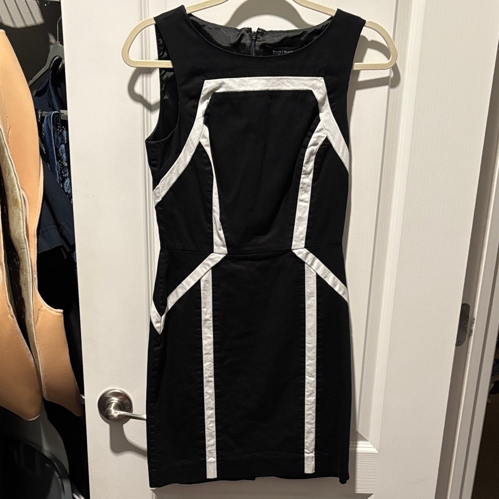 White House Black Market Black and White Geometric Mini Dress